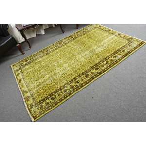 พรมขนแกะตุรกีแนววินเทจสีเขียว6.8ft 4.4 x ทอแบนสำหรับห้องนั่งเล่นพรมลาเท็กซ์ด้านหลัง - Product Image 2