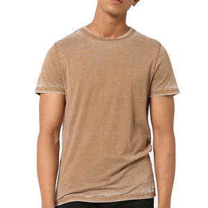 T-shirt personnalisé coupe ample décontracté à manches courtes de couleur unie coupe régulière T-shirt 100% coton délavé pour hommes - Product Image 1