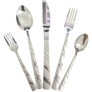Juego de Cubiertos de gran venta de Metal llamativo espejo pulido chapado en oro diseño de plumas mango elegante juegos de cubiertos reutilizables - Product Image 5