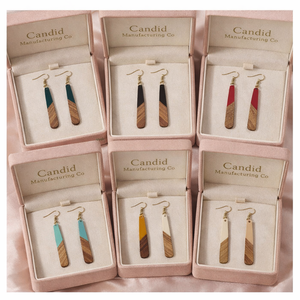 Boucles d'oreilles en cristal plaqué or pour femme avec perles Accessoires de bijoux en résine de bois de Noël - Product Image 1