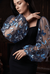 Écharpe châle en tulle tissé avec broderie florale papillon, légère, pour le printemps et l'été, pour filles et femmes - Product Image 5