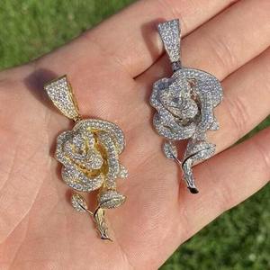 จี้เพชรทรงกุหลาบโมอิสซาไนต์สีขาวเงินแท้ 925 พร้อมกล่องเครื่องประดับสั่งทำพิเศษรูปทรงกากบาท สร้อยคอประดับเพชรแบบฝังทอง - Product Image 4