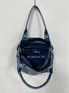 Biểu Tượng Tùy Chỉnh Phụ Nữ Vai Jean Vải Tote Túi Denim Tote Túi Từ Việt Nam Nhà Máy - Product Image 2