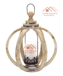 Linterna Decoración Boda Portavelas Venta al por mayor Madera Navidad Linterna Mango Madera Juego de 2 Blanco Lavado Linterna Ramadán - Product Image 4