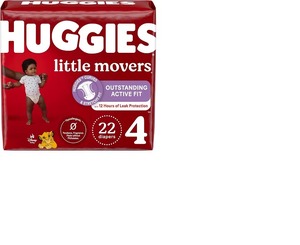 Huggies Little Movers Tamaño 4 Pañales 22-37 lbs 120 Count Pañales de bebé suaves y flexibles para niños pequeños activos - Product Image 1