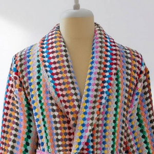 Peignoir turc Pompom multicolore, col châle, 100% coton - Product Image 4
