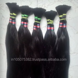 Extensiones de Cabello Humano Virgen Indio Remy Sin Procesar, 20 Pulgadas de Largo para Trenzas - Product Image 1