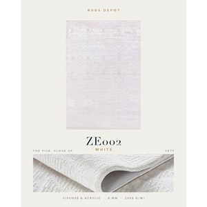 พรมวิสโคสและอะคริลิกแบบขายส่ง รุ่น ZETT ZE002 สีขาว ผลิตด้วยเครื่องจักรจากตุรกี สำหรับห้องนั่งเล่น โครงการโรงแรม - Product Image 2