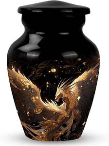 Urnas de cremación decorativas de aluminio diseñadas con acabado recubierto de negro perfecto para cenizas - Product Image 5