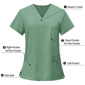 Conjunto de Uniforme Médico de Alta Calidad con Cuello en V para Hombres y Mujeres, Transpirable, para Verano, para Uso Hospitalario, Elástico - Product Image 5