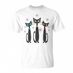Maglietta Cat Vintage Retro Mid Century Long Neck Cats in stile anni '50 e '60 - Product Image 2