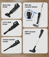Aspirateur à main sans fil à forte aspiration avec moteur sans balais - Filtre HEPA autonettoyant - Humide/sec - Pour usage domestique et hôtelier
