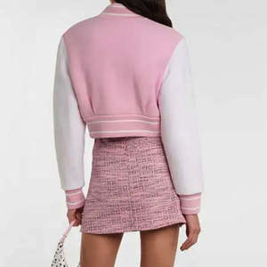 เสื้อแจ็กเก็ตทีมเบสบอลผ้ากำมะหยี่แขนเสื้อหนังปักลายสำหรับผู้ชายและผู้หญิง - Product Image 5