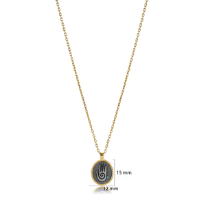 Collar con Dije de Símbolo Hamsa Antiguo Vintage, Chapado en Oro, Hecho a Mano en Turquía, Joyería de Plata de Ley 925, Regalo - Product Image 2