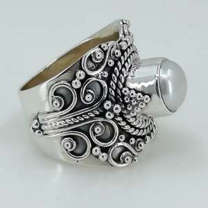 Bague en argent sterling 925 faite à la main, style bohème, pierre de naissance de juin, perle d'eau douce, cadeau idéal pour son anniversaire ou son anniversaire de mariage - Product Image 6