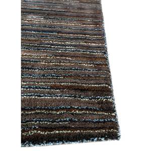 Alfombra Acar Tra-14447 de Lana y Viscosa Hecha a Mano, Diseño Rectangular a Rayas Grises y Negras para Decoración de Sala de Estar - Product Image 4