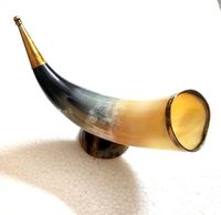 Corne de Bœuf Authentique Corne de Guerre Viking Trompette de Bataille Artisanat Naturel Catégorie Agate Pièce Décorative de Noël par HF CRAFTS