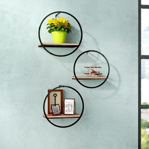 Metal and Wood Fancy Floating Wall <b>Shelves</b> Wall Mounted Storage <b>Shelf</b> for Home Hotels Living Room Kitchen Decor Made in India - Product Image 3