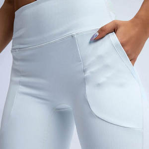 Nueva ropa de gimnasio Reversible para mujer, conjunto de Yoga para mujer y patrón de Color sólido de talla grande, mallas de Yoga con cintura elástica para entrenamiento físico - Product Image 6