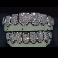Grillz dentaire personnalisé pour homme, style Hip Hop, en argent 925 plaqué rhodium, certifié IGI, avec Moissanite couleur D VVS, 4 dents supérieures et 4 dents inférieures