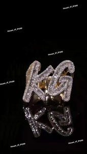 KG <b>Initial</b> Letter <b>Ring</b> With Baguette Moissanite Diamonds In 925 Sterling Silver Iced Out Luxury Hip Hop Statement <b>Ring</b> - Product Image 4
