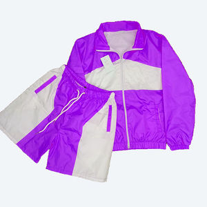 Ensembles courts de survêtement coupe-vent personnalisés vente en gros survêtements vestes en nylon et polyester deux pièces avec fermeture éclair imprimée pour hommes - Product Image 4