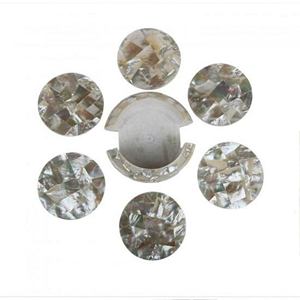 Mármol blanco hecho a mano con piedra de mopa real Venta caliente Posavasos de nácar personalizado de madera con color natural - Product Image 1