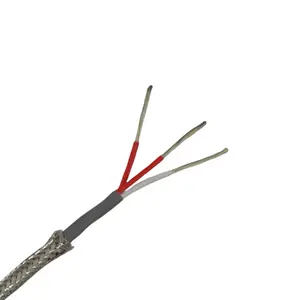 Grosir PFA terisolasi RTD kabel serat kaca dikepang pelindung PT100 kawat FEP dilindungi jaket FEP kabel RTD