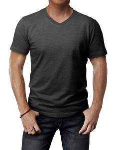 T-shirt à col en V pour hommes 100% coton Slim Fit Solid Pattern Design Casual Style Front Logo Knitted Fabric - Product Image 4