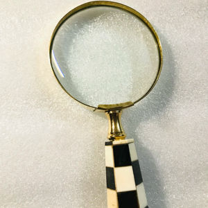 Loupe en laiton vintage antique avec poignée en résine robuste Artisanat en métal noir et blanc pour usage maritime - Product Image 1