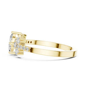 Bague élégante en or 18 carats avec moissanite taille ovale et accents floraux en grappe pour femme, cadeau de fiançailles ou de mariage, bijoux - Product Image 3