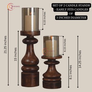 High Quality Candle <b>Stick</b> Holder Best For Candle <b>Light</b> Dinner Wooden Made Wedding Tabletop Handmade Set Of 2 Unique Candle Jar - Product Image 2