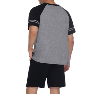 Slim Fit Casual Summer Twinset Short-Sleeve <b>T</b>-Shirt and Printed Solid Pattern Shorts Crew Neck <b>Track</b> Suit with Short Sleeves - Product Image 3