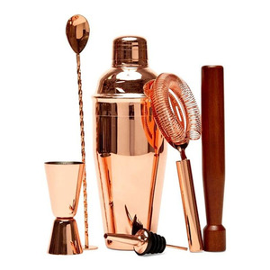 Modern 2026 Design <b>Bar</b> <b>Tool</b> Set Rose Gold Color Hammered Design Bartender <b>Bar</b> Kit <b>Bar</b> Accessories Handmade for Restaurant - Product Image 4