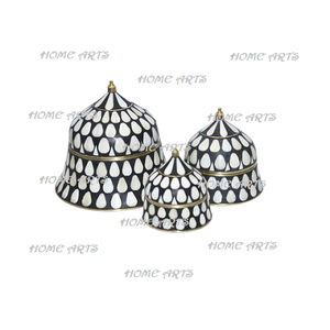 Ensemble de 3 casseroles de différentes tailles, incrustation d'os de couleur blanche, casserole isolée, marmite de service en laiton - Product Image 6