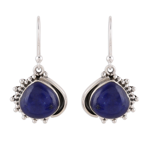 Classique 925 argent Sterling naturel bleu Lapis Lazuli pierre précieuse boucle d'oreille à la main goutte Dangle crochet bijoux prix de gros - Product Image 1