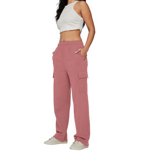 Pantalon décontracté d'été pour femme en polyester écologique, taille haute élastique, coupe large, avec cordon de serrage, style transfrontalier - Product Image 5