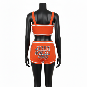 Conjunto de Bikini para Mujer, 220 GSM, Poliéster y Spandex Acanalado, Naranja Brillante con Paneles Blancos, Logotipo Personalizado con Transferencia Térmica - Product Image 4