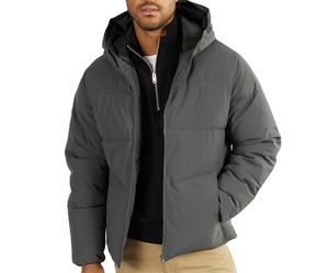 Blouson matelassé pour homme, chaud, hiver, coupe slim, col montant, logo sur le devant, imperméable, personnalisé - Product Image 1