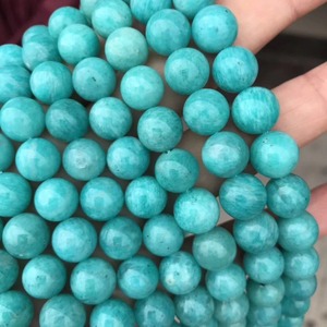 Perles de pierre d'amazonite naturelle authentique de qualité 3A, bleu ciel, rondes, 15 pouces, brin complet de pierres semi-précieuses en vrac - Product Image 4