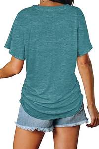 Camiseta de Algodón 100% con Cuello en V, Manga Corta y Transpirable, Corte Regular, Fabricación Personalizada OEM ODM al por Mayor - Product Image 3