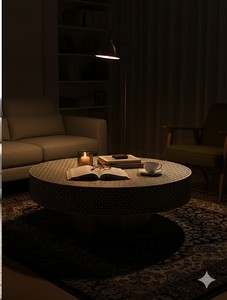 Table basse ronde en os incrusté, moderne, faite à la main, écologique, imperméable, style d'intérieur haut de gamme au meilleur prix - Product Image 4