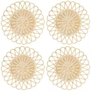 Chemin de table Boho avec sets de table Chargeurs de table Assiettes Napperon en rotin pour événement de fête de mariage rond - Product Image 5