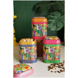 Juego de caja de almacenamiento de metal cuadrado 180x180x118 (3 piezas) Diseño de girasol y girasol - Product Image 1