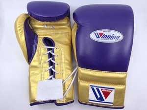 Gants de boxe de qualité supérieure, confortables, respirants, sur mesure, couleur or violet, design à lacets, fabriqués en cuir véritable - Product Image 2