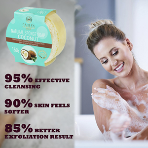 Jabón Corporal Artesanal de Esponja Natural para Aromaterapia, Orgánico, Vegano, 150g, Venta al por Mayor, Etiqueta Privada Moderna, Cuidado de la Piel, Coco - Product Image 3