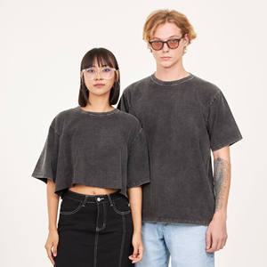 เสื้อผ้าฝ้าย100% สไตล์วินเทจฟอกสีธรรมชาติสำหรับผู้ใหญ่เหมาะกับชายและหญิงผ้าครอปแบบปรับแต่งได้ - Product Image 4