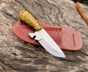Cuchillo de Caza Hecho a Mano de Acero con Alto Contenido de Carbono para Acampar al Aire Libre, Inoxidable con Personalización OEM, Cuchillos para Desollar, Acampar y Bushcraft - Product Image 1