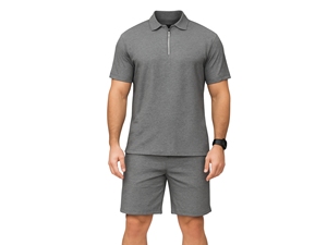 Polo zippé pour homme avec short, tenue d'été décontractée, confortable et élégante pour homme - Product Image 4