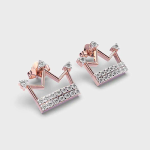 ต่างหูเพชรแล็บโกรว์รูปใบไม้สีโรสโกลด์สุดหรูจาก RATAN JEWELS |   เครื่องประดับเจ้าสาวทรงกลมเจียระไนแบบบริลเลียนท์ทันสมัย ได้รับการรับรองจาก IGI - Product Image 1